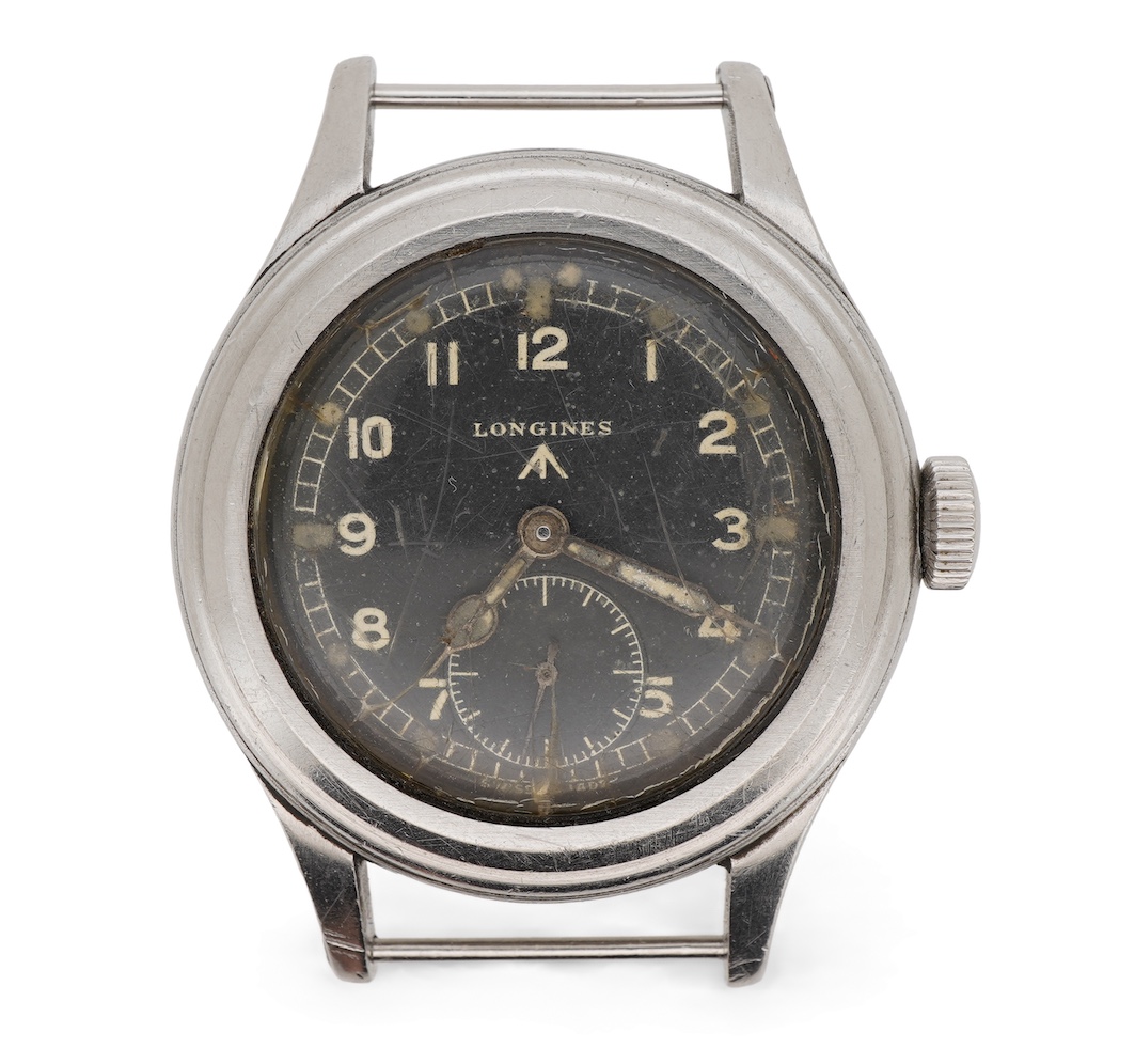 A gentleman's stainless steel Longines 'Dirty Dozen' British Military manual wind wrist watch, circa 1945